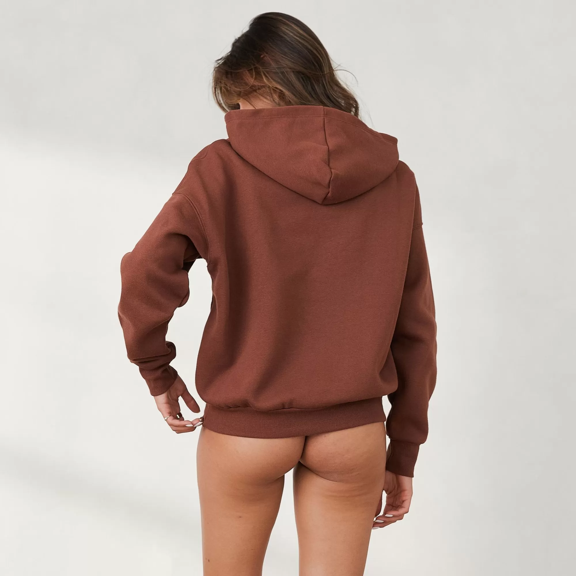 Lounge Underwear 365 Sweat A Capuche Oversize Chocolat Sale