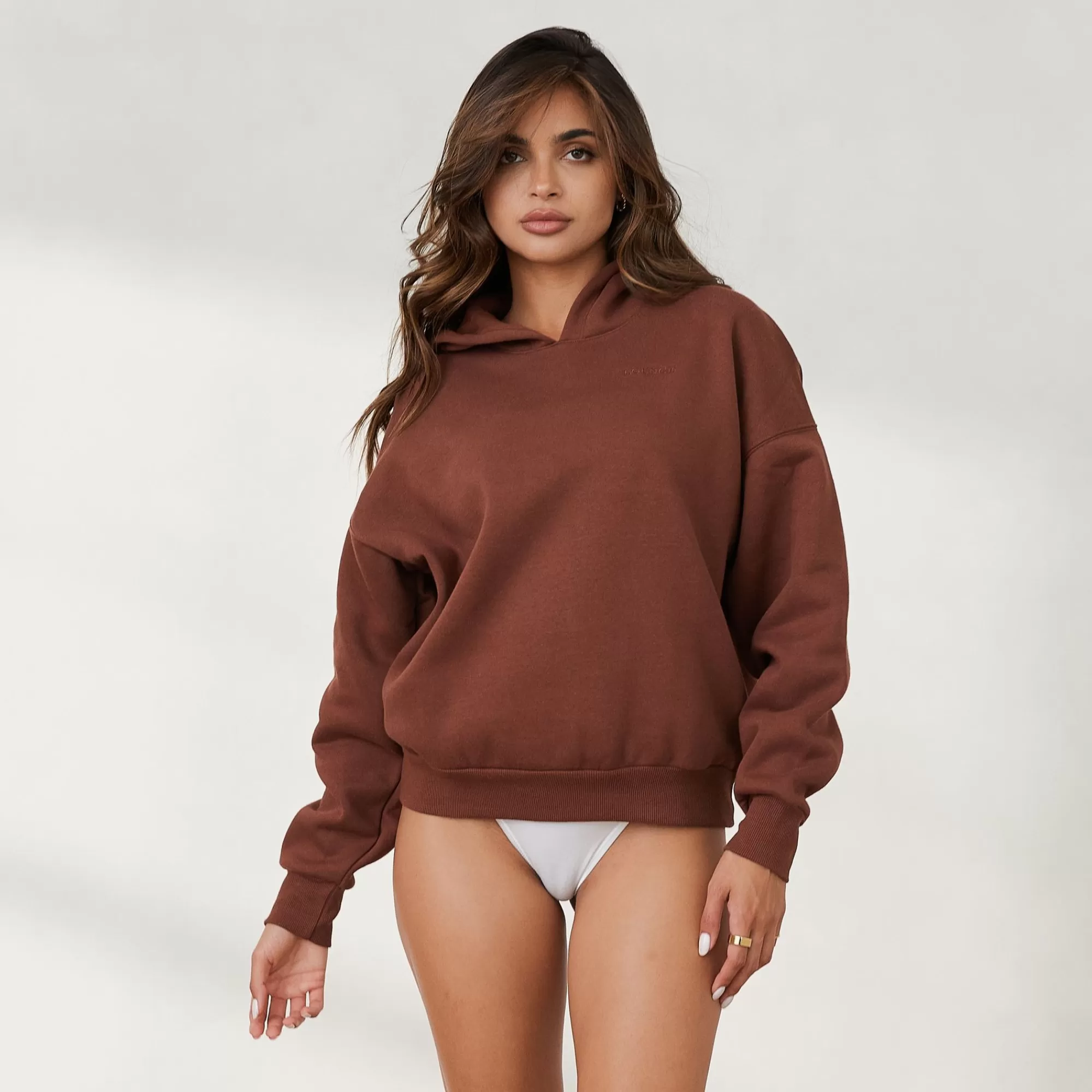 Lounge Underwear 365 Sweat A Capuche Oversize Chocolat Sale