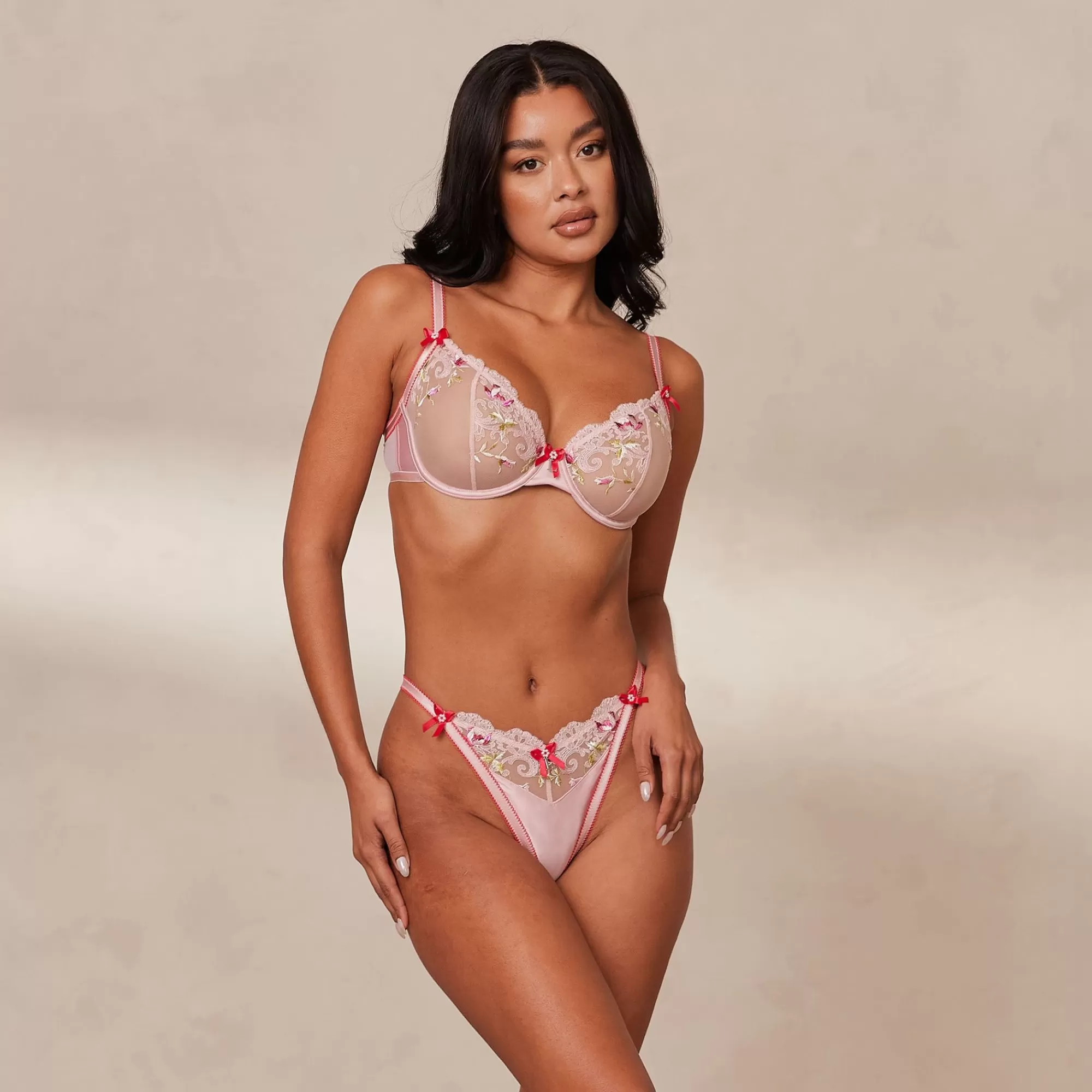 Lounge Underwear Bloom Embroidered Balcony Soutien-Gorge Rose Shop