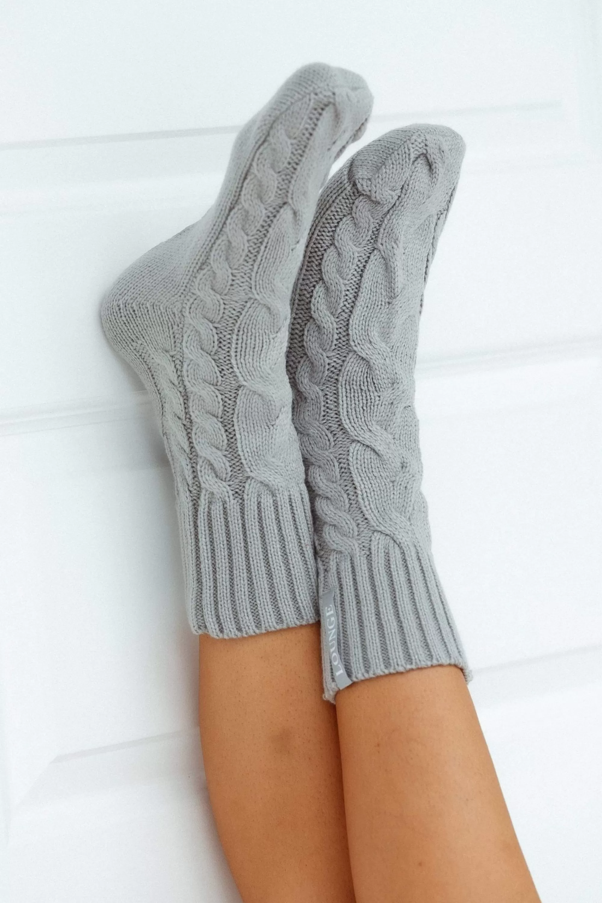 Lounge Underwear Cosy Chaussettes Tricotees Gris Hot