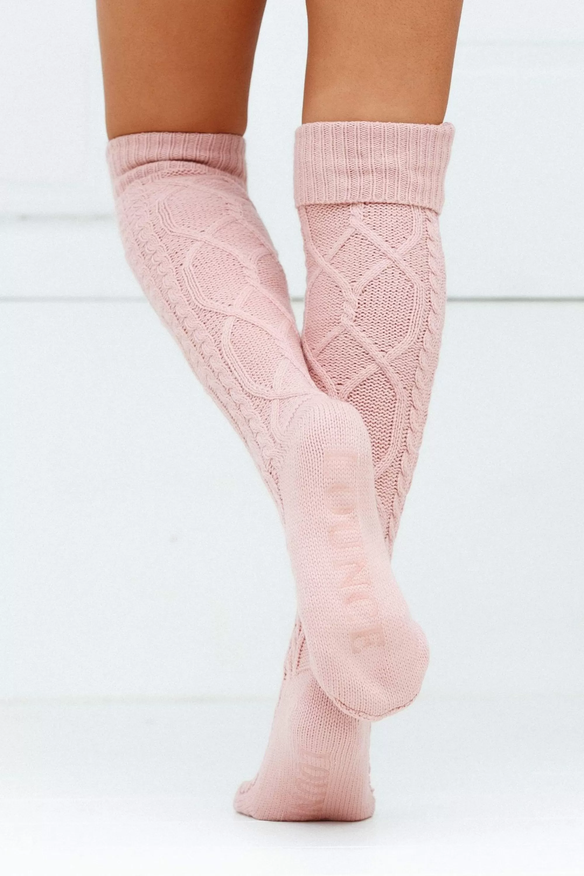 Lounge Underwear Cosy Chaussettes Tricotees Montantes Rose Sale