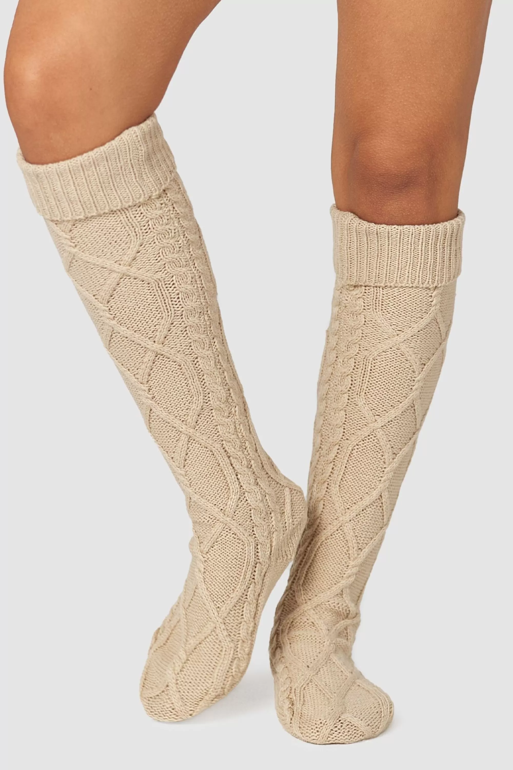 Lounge Underwear Cosy Chaussettes Tricotees Montantes Beige Store