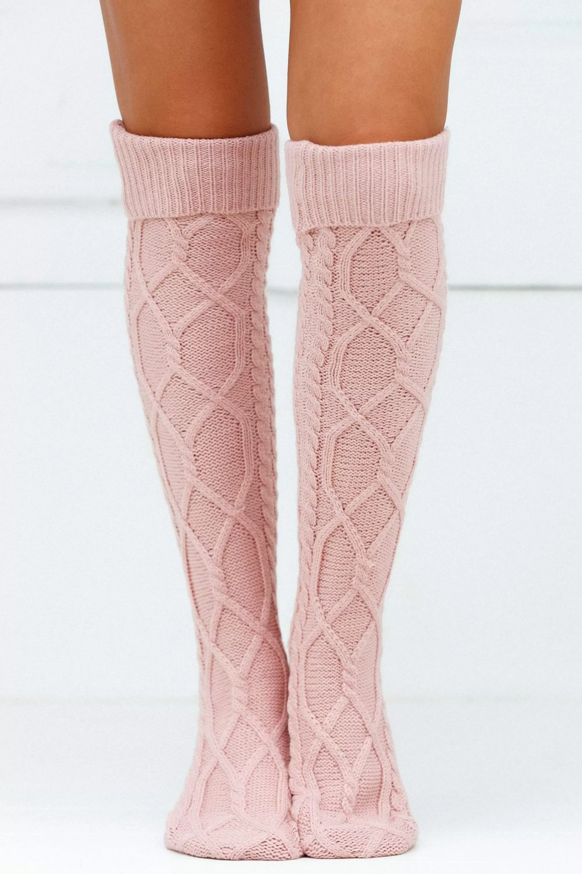 Lounge Underwear Cosy Chaussettes Tricotees Montantes Rose Sale