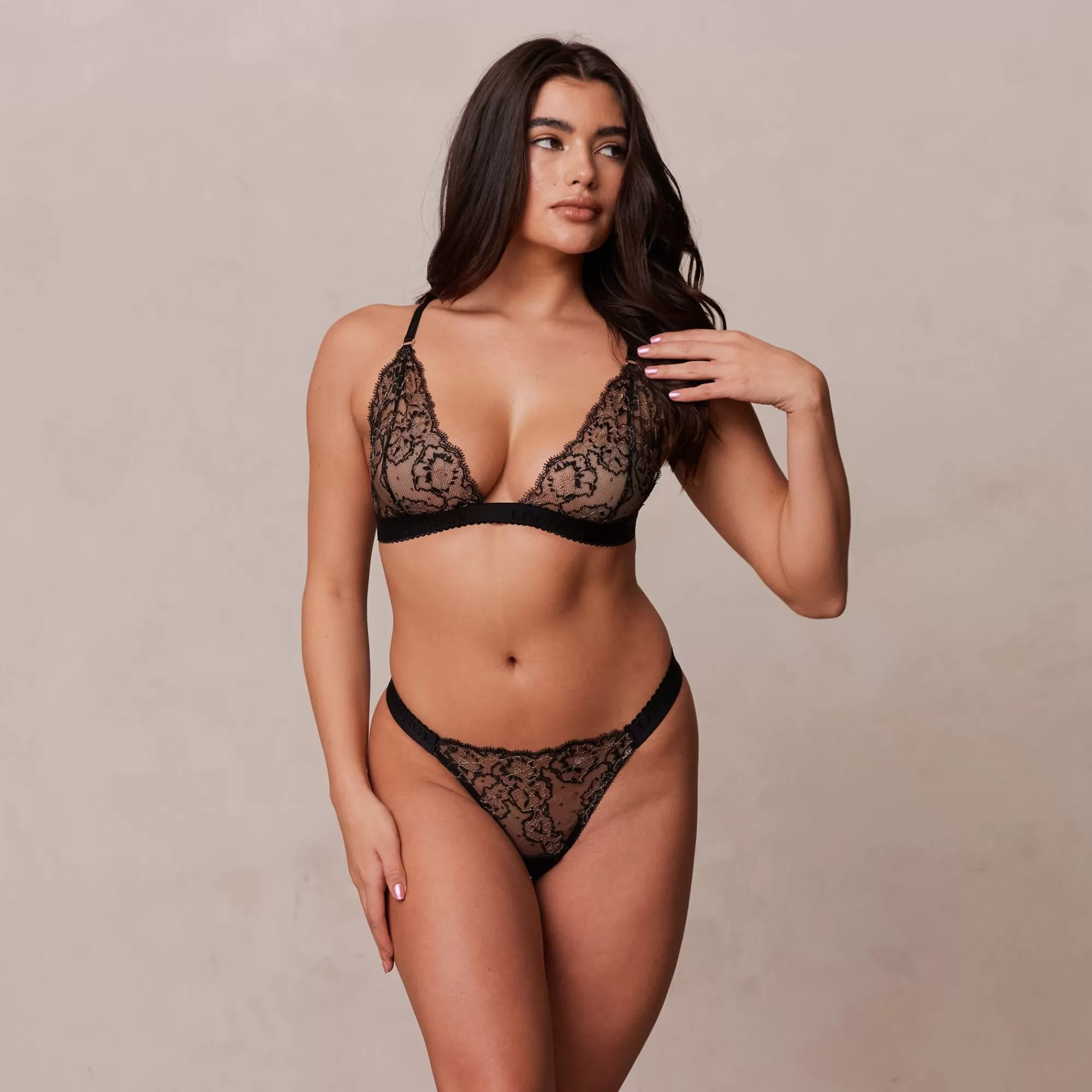 Lounge Underwear Embroidered Triangle Soutien-Gorge Noir Cheap