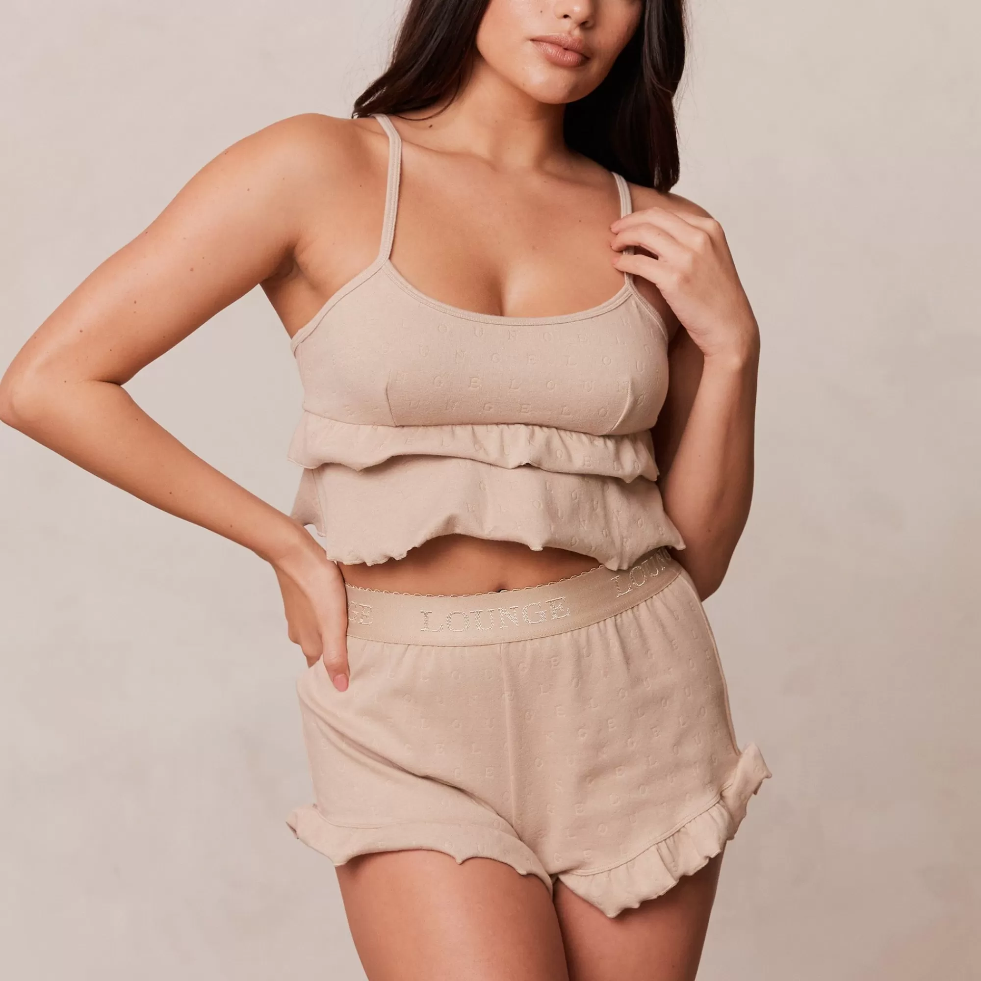 Lounge Underwear Frill Pyjama Cami Top Beige Cheap