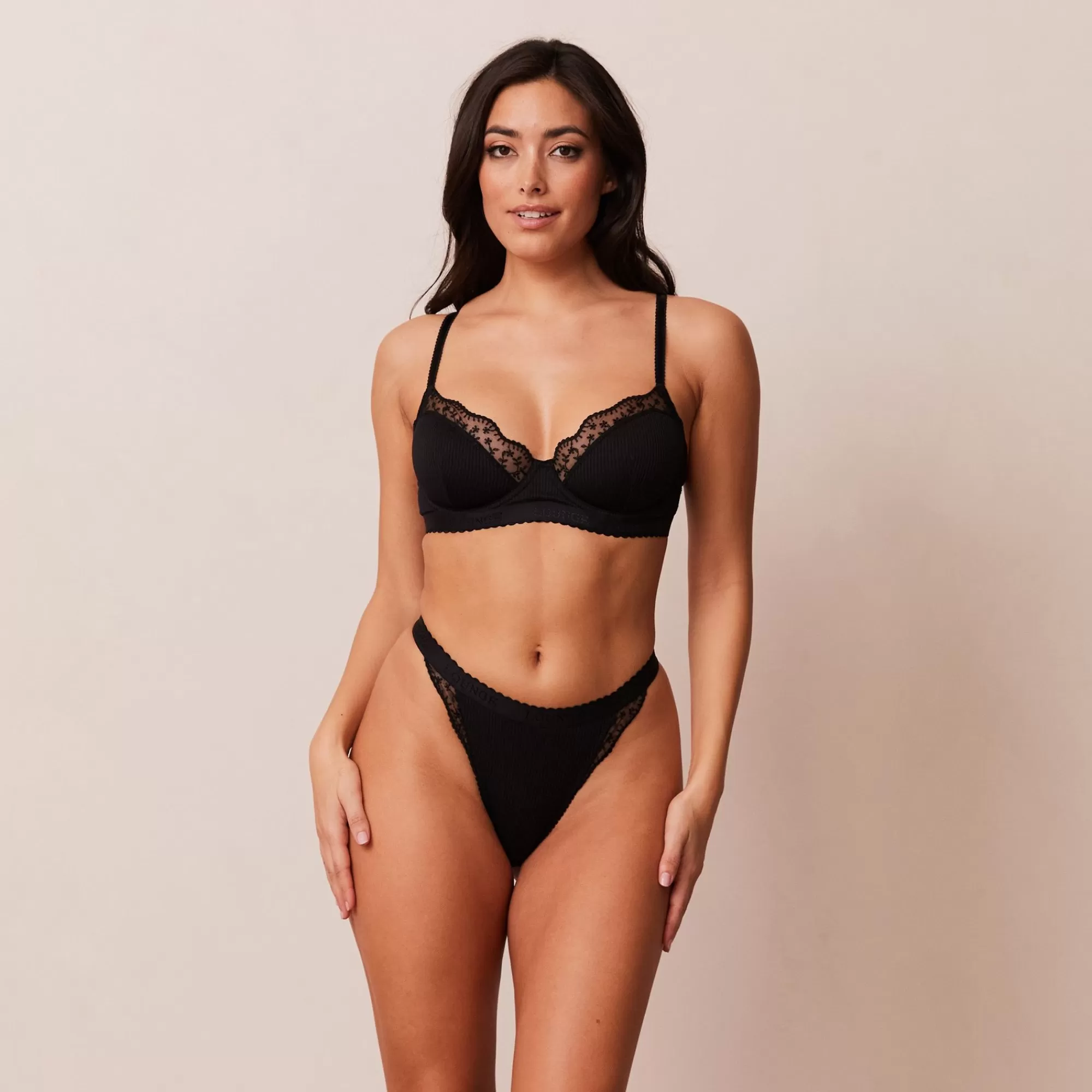 Lounge Underwear Ribbed Balcony Soutien-Gorge Noir Online