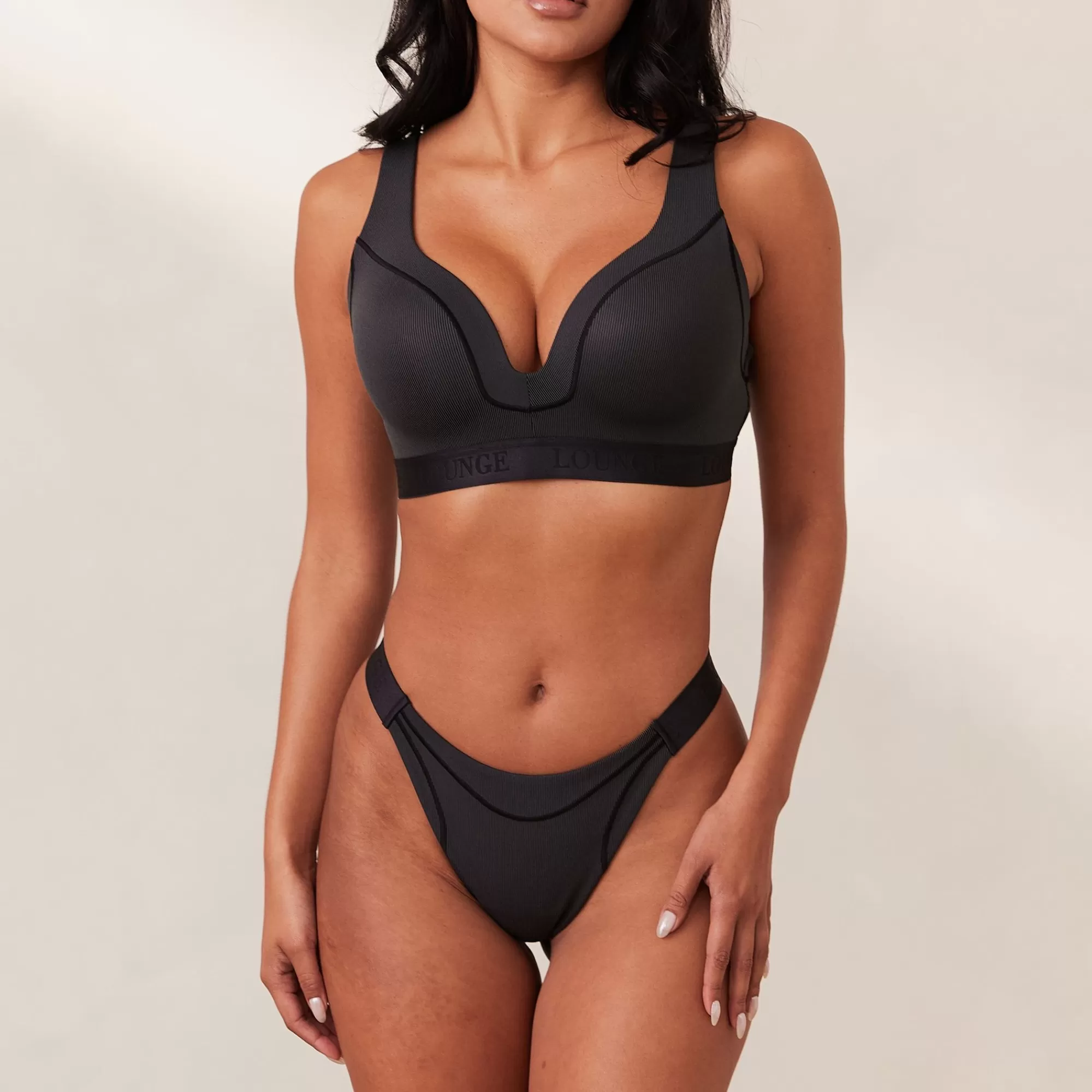 Lounge Underwear Ribbed Mindful Soutien-Gorge Noir Shop