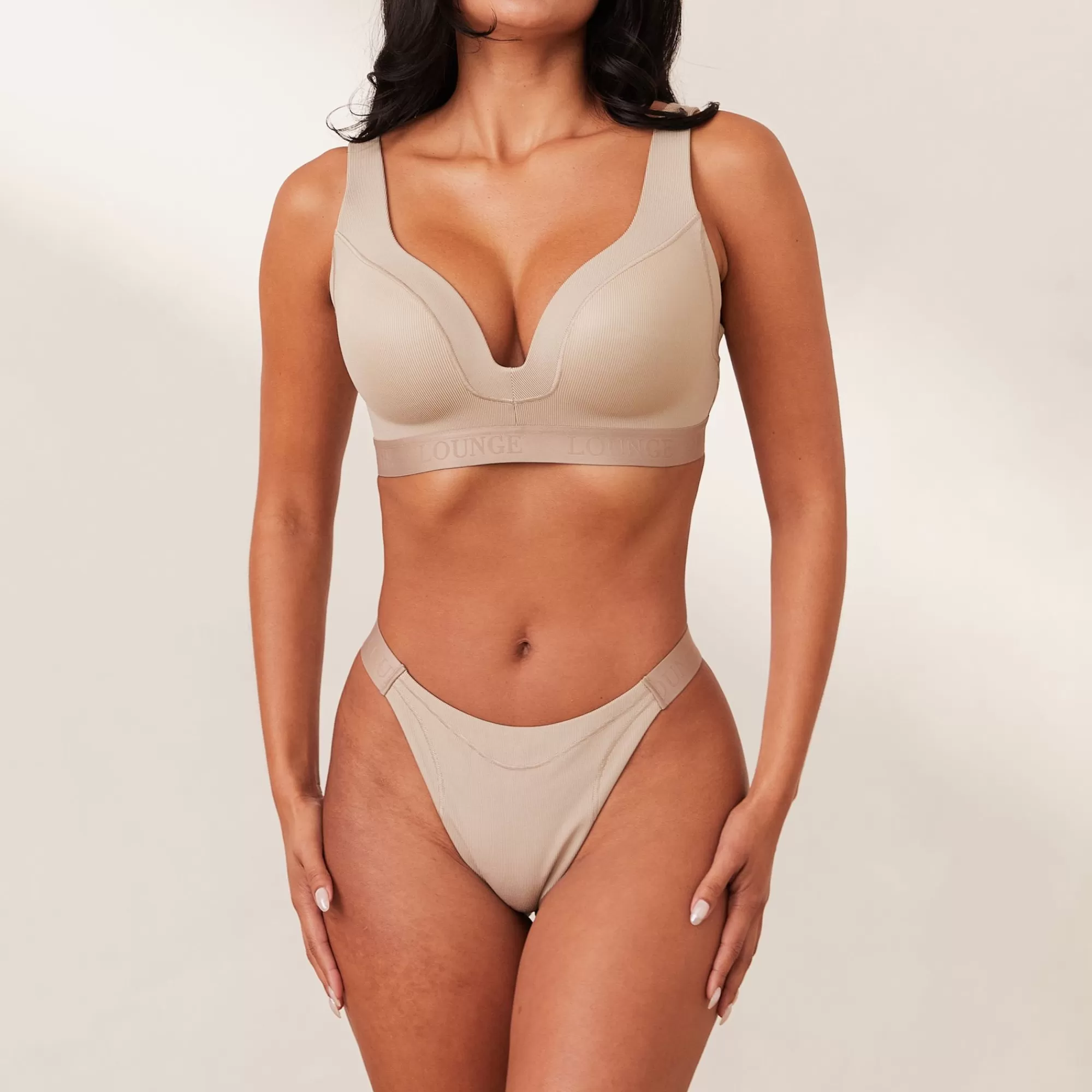 Lounge Underwear Ribbed Mindful Soutien-Gorge Beige Cheap