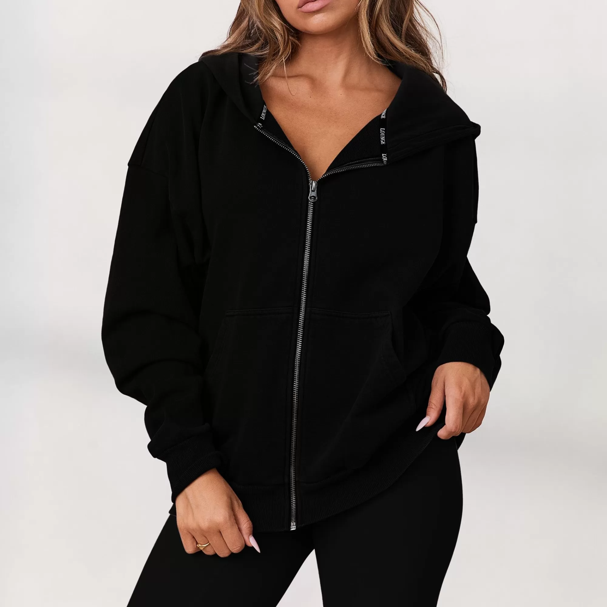 Lounge Underwear Signature Sweat Oversize Avec Zip Noir Cheap