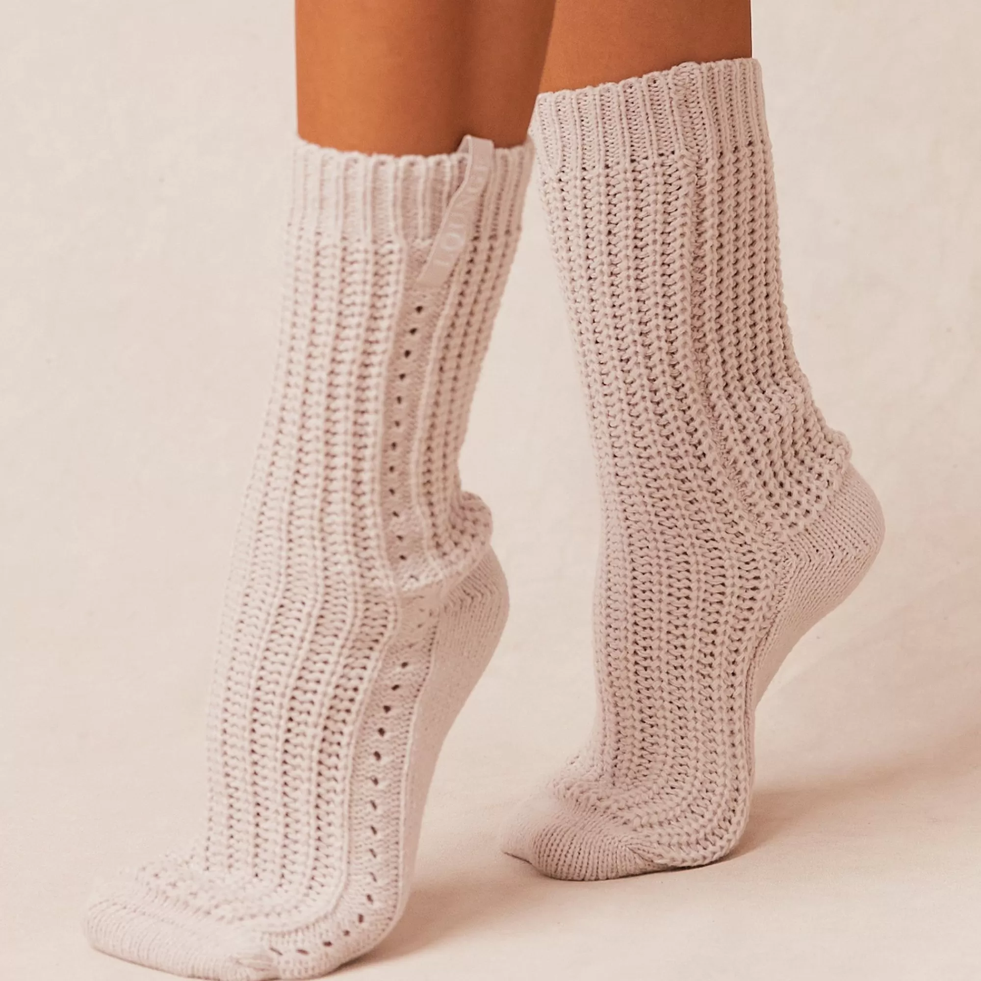 Lounge Underwear Snooze Chaussettes Tricotees Creme Clearance