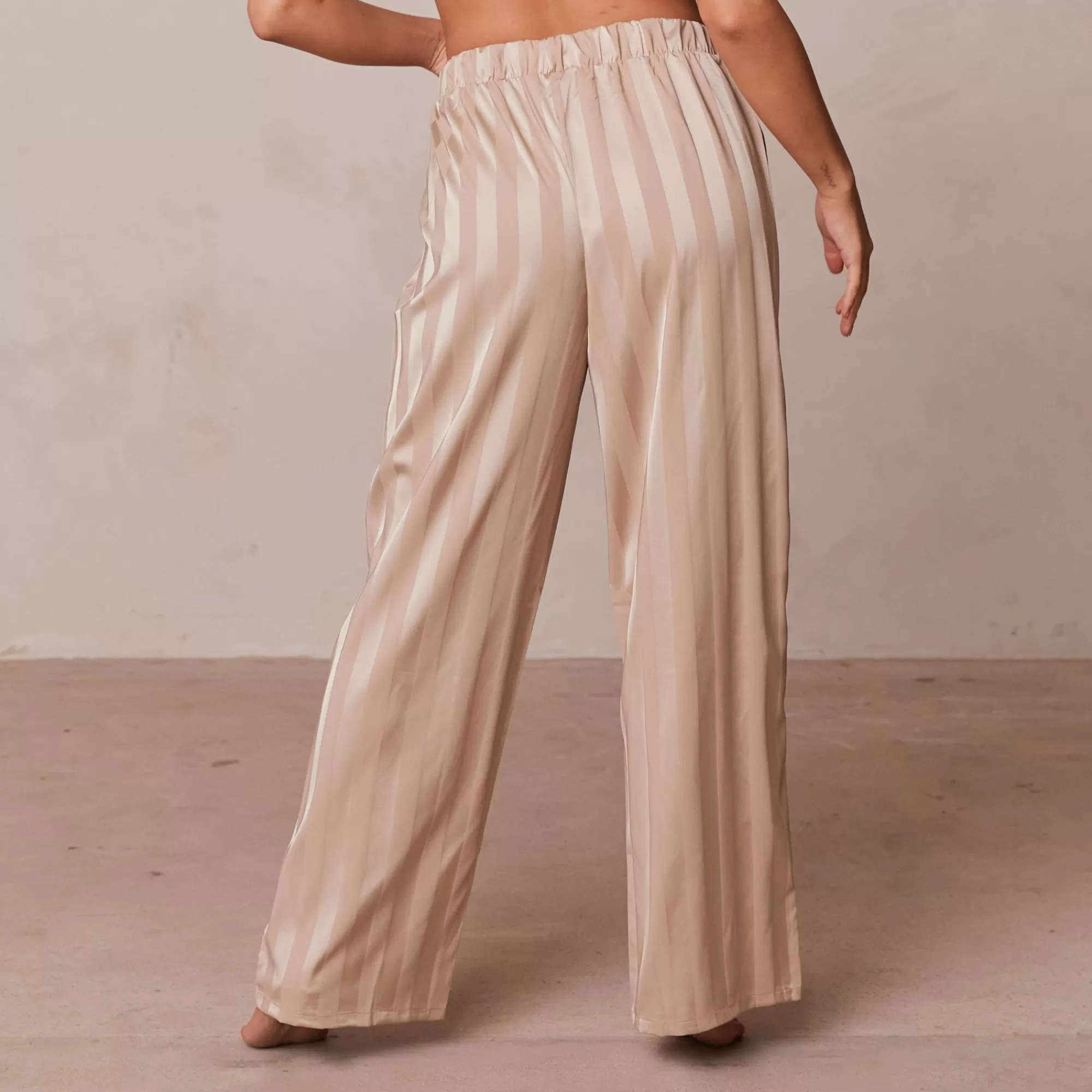 Lounge Underwear Striped Satin Pantalon De Pyjama Beige Sale